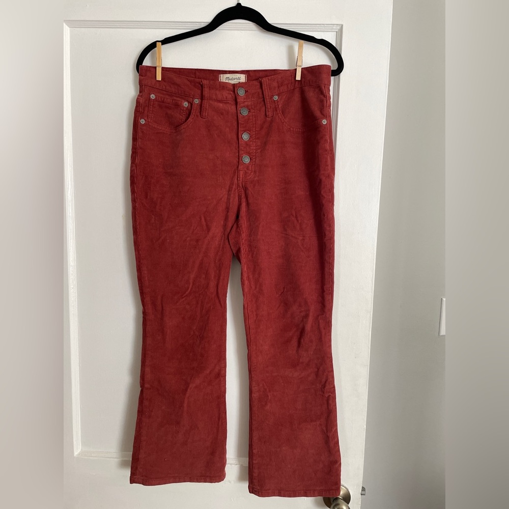 Madewell Cali-Demi Boot Corduroy Pants Brick Red Size 30/32